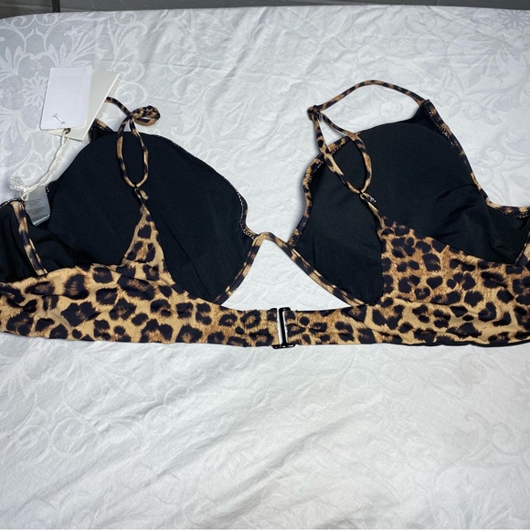 NWT Good American Women's Good Swim Showoff Curve Bikini Top Leopard Print 8 - Picture 11 of 12